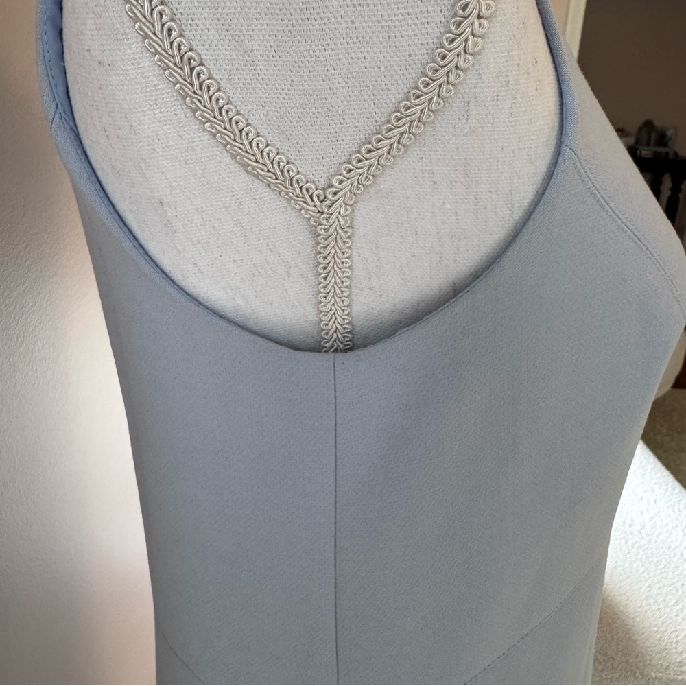 Shoshanna Mock Neck Sleeveless Scallop Hem Dress Light Blue Size 6 - Picture 3 of 9